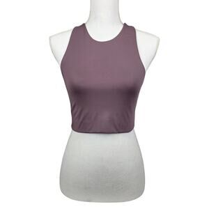 GIRLFRIEND COLLECTIVE WOMEN'S DUSTY PURPLE HIGH NECK CROP WORKOUT TANK – SIZE XS